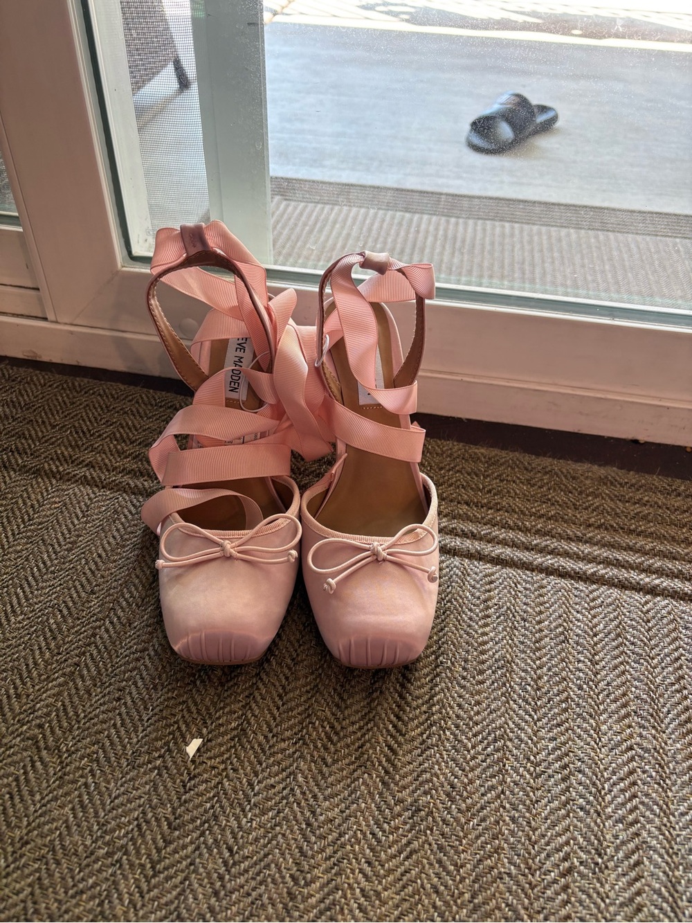 Steve Madden Blush Satin Lace-Up Ballet Pumps